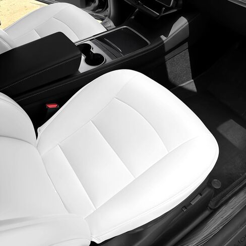 غطاء مقعد السيارة الفاخرة غلاف المقعد الخلفي Nappa من أجل Tesla Model Y الحامي السفلي للسيارة ، وسادة المقعد الثقيلة دون مسند الظهر (طراز Y أبيض) in Kuwait