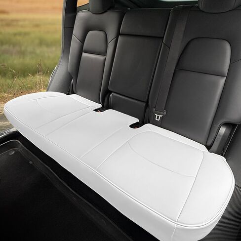 غطاء مقعد السيارة الفاخرة غلاف المقعد الخلفي Nappa من أجل Tesla Model Y الحامي السفلي للسيارة ، وسادة المقعد الثقيلة دون مسند الظهر (طراز Y أبيض) in Kuwait