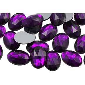 Allstarco 8x6mm Flat Back Oval Tiny Acrylic Rhinestones Plastic Gems Plastic Costume Jewels Embelishments - 300 Pieces (Assorted Colors)