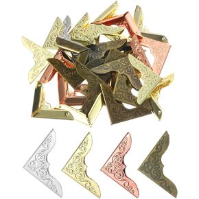 uxcell Metal Book Corner Protector, 160Pcs Vintage Iron Edge Cover Guard for Scrapbook, Photo, Menus, 4Colors in (Gold, Silver, Rose Gold, Bronze)