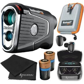 Bushnell PRO X3 / Pro X3+ (Plus) Advanced Laser Golf Rangefinder with Included Carrying Case, Carabiner, Lens Cloth, and Selected Wearable4U Bundle