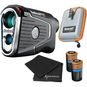 Bushnell PRO X3 / Pro X3+ (Plus) Advanced Laser Golf Rangefinder with Included Carrying Case, Carabiner, Lens Cloth, and Selected Wearable4U Bundle