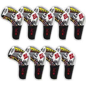 Golf Iron Covers,Poker Diamond King Golf Iron Head Covers 9pcs Golf Iron Headcovers Leather Golf Club Head Covers for Iron with Magic Tape Fit Titleist,Callaway,Ping,Taylormade 5-9 APSX