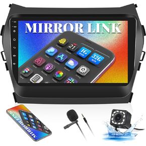 CAMECHO Car Stereo for Hyundai Santa Fe IX45 2013-2018 Radio, Car Stereo GPS Navigation DSP Bluetooth USB SWC Android & iOS Mirror Link Multimedia Head Unit 1G+16G + Backup Camera