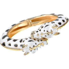 Alilang Golden Tone White and Black Enamel Twin Giraffe Cuff Bangle Bracelet