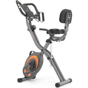 دراجة تمارين ثابتة قابلة للطي من leikefitness مع أشرطة مقاومة للذراع - مستشعر نبض - شاشة LCD وسهلة التجميع دراجة ركوب الدراجات الداخلية 2280
