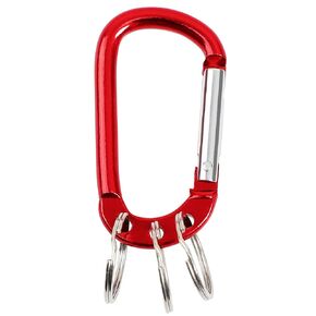 uxcell D Ring Carabiners Clip, Metal Spring Snap Hook with 3 Key Ring, Locking Keychain Snap Ring for Loaded Gate, 3.5 Inch Quick Link for Outdoor Hiking Fishing Traveling, Large 1PCS Red