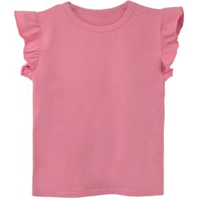 Toddler Girls Ruffle Sleeve T-Shirt Plain Tank Tops Basic Blouse for Girl