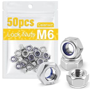 50Pcs M4-0.7mm Nylon Insert Hex Lock Nuts DIN985 Stainless Steel A2 Self Locking Nuts for Industrial Construction Fasteners