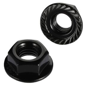 3/8-16 Serrated Flange Hex Lock Nuts, Stainless Steel 18-8 (304), Black Oxide, 10 PCS