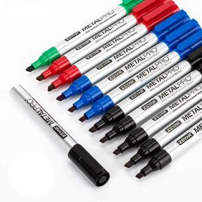 ZEYAR Permanent Markers, Chisel Tip, Set of 12, 4 Colors, Waterproof & Smear Proof ink, Aluminum Barrel, Quick Drying, Marking on Plastic, Stone, Metal, Glass and more