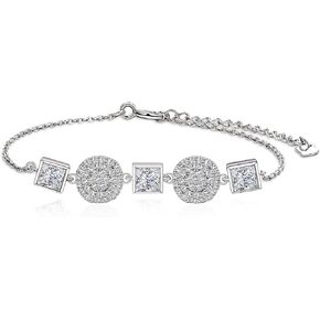 Bracelet for women sterling sliver|Crystal Fashion Bracelet Adjustable14k gold plated chain for women daughter teen girls Christmas shining gift| 6+1.26‘’