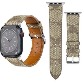 Leather Band Compatible with Apple Watch iWatch 38mm 40mm 41mm 42mm 44mm 45mm 49mm Women Men, Luxury Designer Leather Wristband for iWatch Ultra/Ultra 2 Series 9 8 7 6 5 4 3 2 1 SE SE2