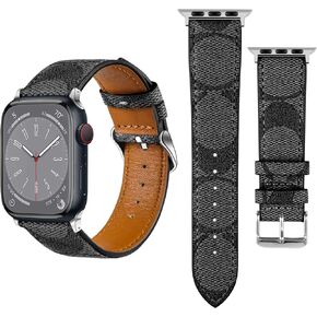 سوار جلدي متوافق مع ساعة Apple Watch iWatch 38 مم 40 مم 41 مم 42 مم 44 مم 45 مم 49 مم للنساء والرجال، سوار معصم جلدي فاخر لساعة iWatch Ultra/Ultra 2 Series 9 8 7 6 5 4 3 2 1 SE SE2
