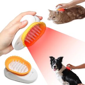 Feeding's LED Therapy Pet Brush | Cold Laser Device for Dogs, Cats Deshedding, Massage, Arthritis Pain Relief, and Red Light Therapy