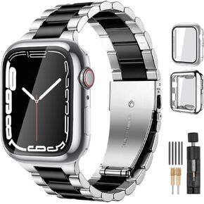 Lerobo متوافق مع سوار ساعة Apple 44 مم 42 مم 40 مم 38 مم 41 مم 45 مم 46 مم 49 مم، سوار معدني صلب من الفولاذ المقاوم للصدأ مع عبوتين غطاء حماية لسلسلة iWtach 11 10 9 8 7 6 5 4 3 SE Ultra للرجال والنساء in Kuwait