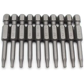 10 Piece T10 Torx Star 6 Point T-10 Reduced Round Shaft Screwdriver Insert Bits Hex Shank