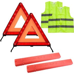 Foldable Car Roadside Emergency Kit with 2 Reflective Warning Triangle,2 Visibility Roadside Vest for Roadside Breakdowns Emergencies