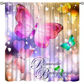 Butterfly Decor Curtains,Colourful Butterfly Romantic Background Window Drapes for Kids Girls Bedroom Living Room Kitchen Decor Living Room Bedroom Window Drapes Set 2 Panels,42x45 Inches