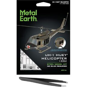 مجموعة نماذج معدنية ثلاثية الأبعاد من Fascinations Metal Earth UH-1 Huey Helicopter Color مع ملاقط