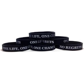 TheAwristocrat 6 Pack ONE Life, ONE Chance. NO Regrets Inspirational Silicone Wristband Rubber Bracelet