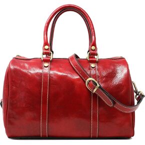 Floto Boston Leather Duffel Bag in Red