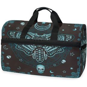 Travel Duffel Bags Black Cat Skull Moth Sports Duffel Bag Gym Bag Travel Luggage Overnight Bags for Men Women Duffel Bags with Adjustable Strap for Traveling