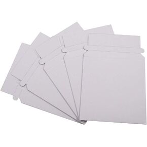Stay Flat CD/DVD White Cardboard Mailer Envelope,5 1/4 x 5 1/4 inches, Self Seal Adhesive with Flap, 25 Pieces.