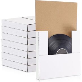 100 Pack 7 Inch Vinyl Record Mailers Boxes 45 RPM Easy Fold LP Cardboard Mailing Boxes White Small Shipping Boxes Multi Depth Album Mailers for Business Packaging Moving Storage