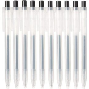 MUJI Smooth Gel Ink Ballpoint Pen Knock Type 10-Pieces Set, 0.5 mm Nib Size, Black
