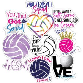 Volleyball Stickers - XL Size - Volleyball Gifts for Teen Girls, Boys, Teams - Work Great As Volleyball Water Bottle Stickers, Anywhere You Need Volleyball Decals or Laptop Stickers, Waterproof