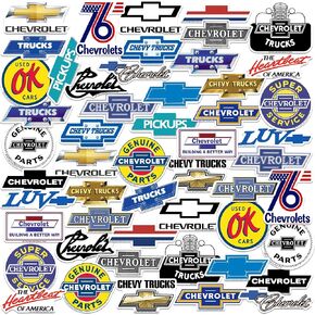 Chevrolet Branding 50ct Vinyl Large Deluxe Stickers Variety Pack - Laptop, Water Bottle, Scrapbooking, Tablet, Skateboard, Indoor/Outdoor