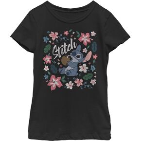 Disney Lilo Tropical Stitch Girl's Solid Crew Tee