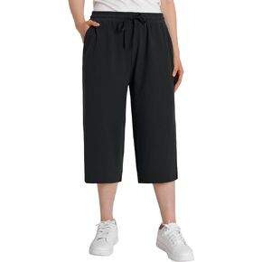 Weintee Women's Petite Capris Wide Leg Cotton Capri Pants with Pockets