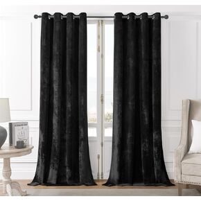 SMILETIME Amber Beige Crushed Velvet Curtains 52x84 inch Luxurious Thermal Insulated Soundproof Drapes for Living Room Bedroom Office Soft and Durable Light-Filtering Window Treatments, 2 Panels