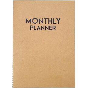 Undated Big Large Monthly Planner - Blank Calendar Book and Organizers 8.5 x 11 Inches - Kraft