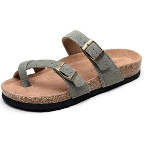 Women's Cork Footbed Slide Sandals With Arch Support,Comfortable Summer Beach Sandals For Women Girls Ladies