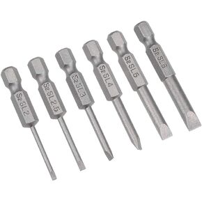 uxcell Slotted Bits Set 6pcs 1/4 Inch Hex Shank SL2-SL6 Magnetic Screwdriver Bit Set 50mm Length S2 Screw Driver Kit Tools