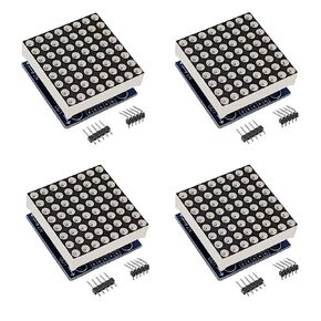 MAX7219 8x8 Dot Matrix LED Display Module 5V MCU Control LED Dot Matrix for Arduino Raspberry Pi (Blue, 4 Pack)