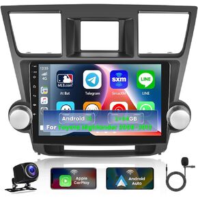 2+64 جيجا بايت Apple Carplay لاسلكي لراديو Toyota Highlander Android 2008-2013، Hikity 10.1 بوصة تعمل باللمس هايلاندر ستيريو، Android Auto، HiFi، WiFi، Bluetooth، ملاحة GPS، SWC، كاميرا احتياطية in Saudi Arabia