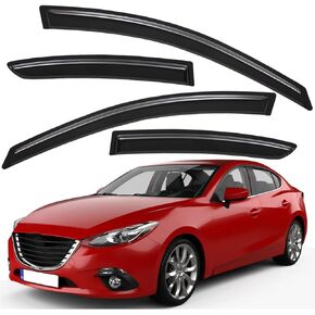 Lightronic WV94257 Outside-Mount Side Window Visor Deflector Rain Guard, Dark Smoke, 4-Pieces Set, Fits 2010-2013 Mazda 3 Sedan