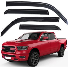Lightronic WV94806 Outside-Mount Side Window Deflectors & Visors Rain Guard, Dark Smoke, 4-Pieces Set, Fits 2019-2024 Ram 1500 Crew Cab (New Body Style, EXCLUDES 1500 Classic Model)