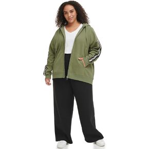 Calvin Klein Women's Plus Rope Detail Oversized Hoodie Sherpa Zip Up Jacket