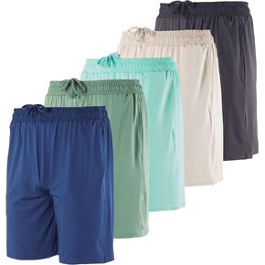 5 Pack: Men's Dry-Fit 7" Inch Running Shorts Pockets - Workout Gym Athletic Hiking Casual (Available in Big & Tall)