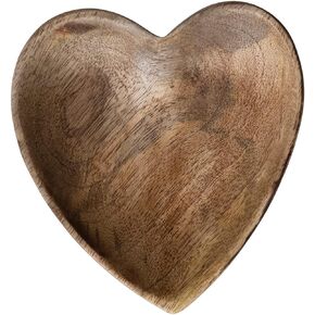 Creative Co-Op Wood Heart Shaped Tray, Natural Dish