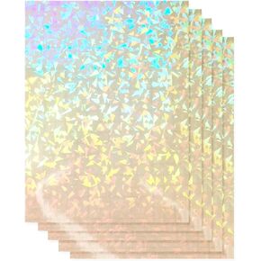 Dohia Holographic Sticker Paper Clear Vinyl Self Adhesive Waterproof Rainbow Transparent Overlay Film A4 Size D1-QXLSM (Colorful)