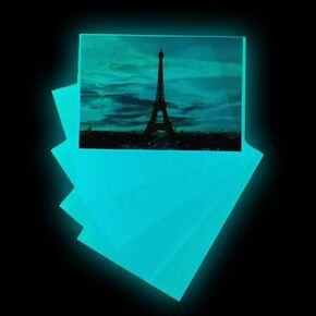 Glow in The Dark Photo Paper, Luminous Printing Paper Photoluminescent Inkjet Printing Paper Vnyl for Pictures Halloween Party(5pcs A4,yellow green glow) 8.27" x 11.7"