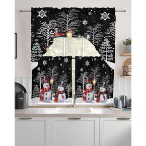 Sage Green Stripes Swag Kitchen Curtain Sets with Valance,3 Pieces Rod Pocket Curtain Drapes for Bedroom Living Room Bathroom Windows,Modern Geometric Black Grey White 56''x36'' & 36''x27.5''x2Panels