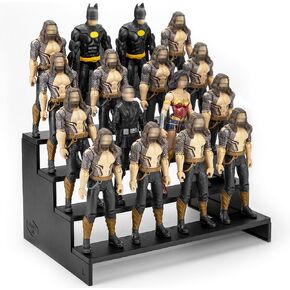 Figure Risers Stand 6inch for Display, Figure Toy Collectibles Support Holder Shelf with Flexible Pegs, Compatible with Mavel Legends/ GiJeo Classified Series etc. most 1/12 Scale, 4 Tiers, Black
