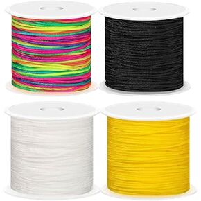 4 Rolls String for Bracelets,1MM Beading Thread Necklace String,Nylon String,530FT Hilo para Hacer Pulseras, Thread for Sewing,Jewelry Making and Clay Pony Seed Stone